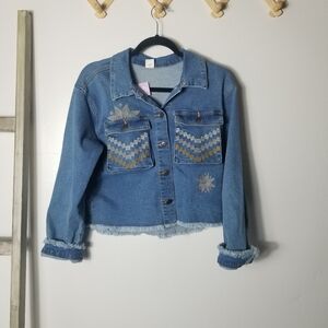 NWT EVSIE GIRL'S CROPPED JEAN JACKET SIZE XL